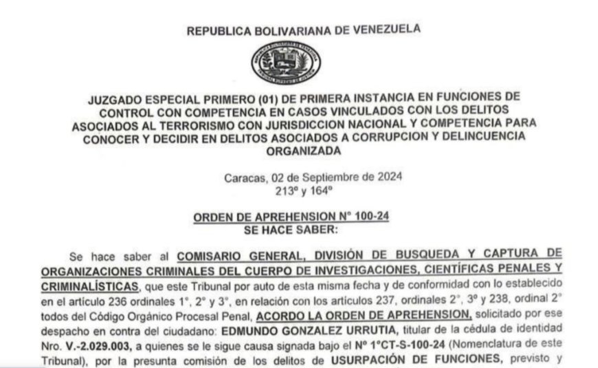 Venezuela judge issues arrest warrant for opposition candidate Edmundo González Urrutia --[Reported by Umva mag]