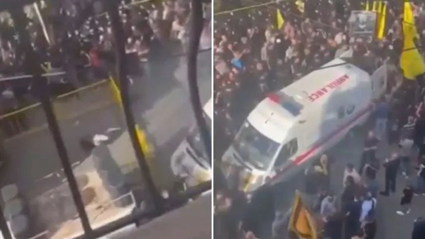 Moment Hezbollah walkie-talkie explodes at funeral of pager victims as 20 killed in second wave of booby-trap blasts --[Reported by Umva mag]