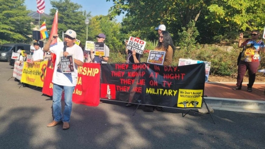 Myanmar diaspora protests at Chinese Embassy in Washington --[Reported by Umva mag]