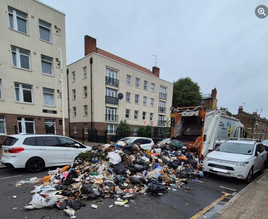 Refuse workers forced to dump mountain of rubbish on residential street after fire breaks out in the back of bin lorry  --[Reported by Umva mag]