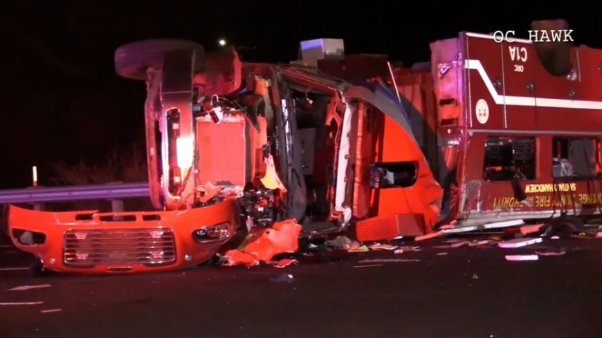 8 California firefighters rushed to hospital after fire truck flips on freeway --[Reported by Umva mag]