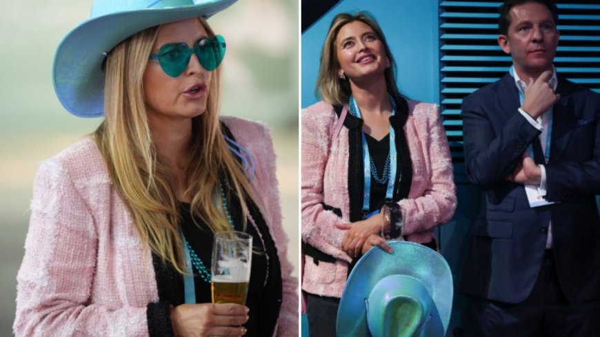 Pop star & ex-Neighbours actress Holly Valance looks unrecognisable as she attends Reform party conference in cowboy hat --[Reported by Umva mag]