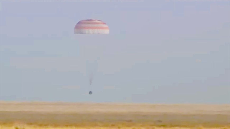 Soyuz MS-25 lands from ISS with NASA astronaut and record-setting cosmonauts (video) --[Reported by Umva mag]