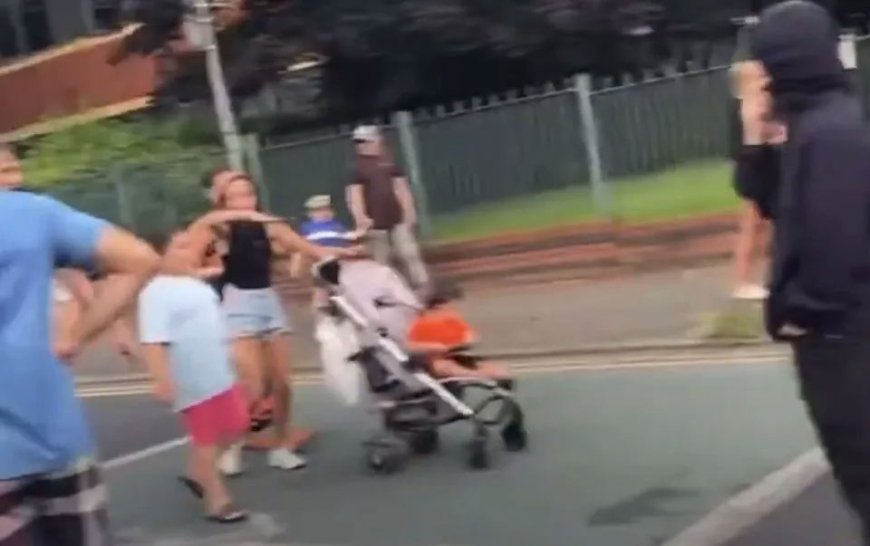 Shock moment mum, 21, pushing baby in pram joins riot outside migrant hotel & hurls water at cops – as she’s spared jail --[Reported by Umva mag]