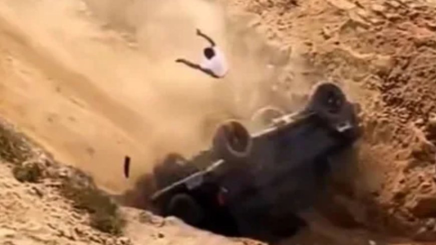 Watch terrifying moment driver is hurled from window of barrel-rolling car after it plummets off edge of quarry --[Reported by Umva mag]