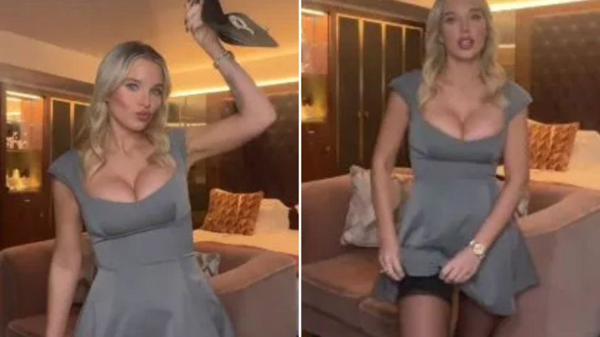 Helen Flanagan looks stunning in plunging grey dress and stockings for date night with new boyfriend --[Reported by Umva mag]