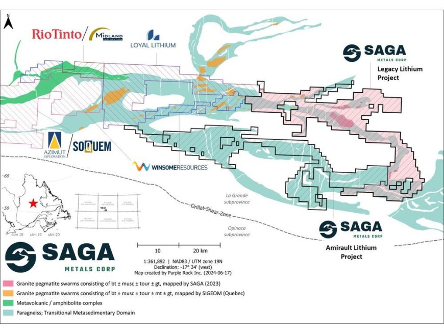 SAGA Metals Closes Amirault Lithium Acquisition Contiguous to Rio Tinto Optioned Legacy Lithium Project --[Reported by Umva mag]