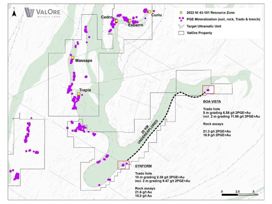 ValOre Reports High-Grade Platinum and Palladium from Trado® Auger and Rock Assays at Boa Vista Target, Pedra Branca PGE Project, Brazil --[Reported by Umva mag]