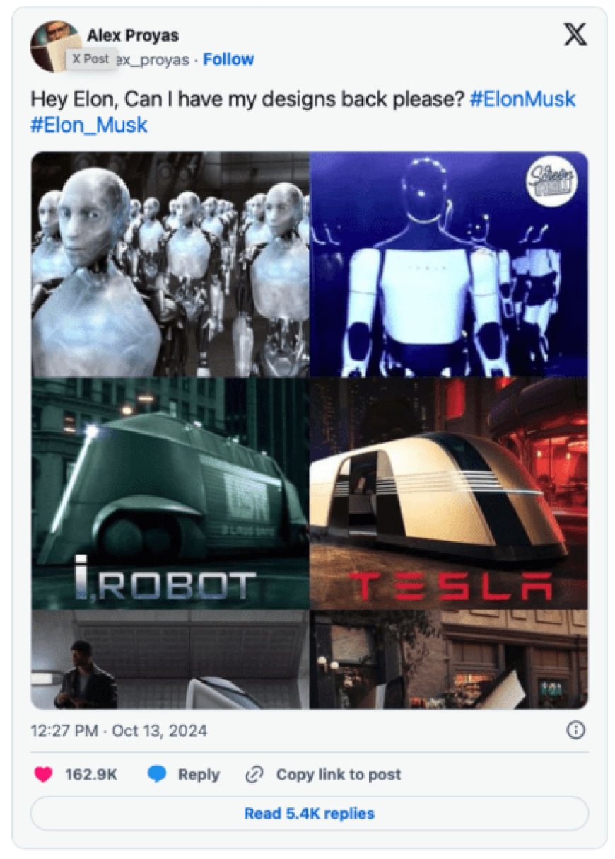 Hollywood director accuses Elon Musk of copying designs for Tesla Robots and Cybercab --[Reported by Umva mag]