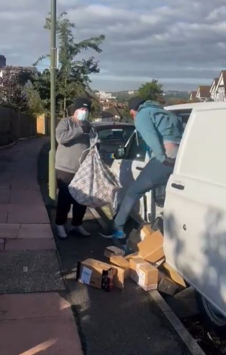 Delivery driver left helpless after two brazen masked thieves raid van and steal parcels in broad daylight --[Reported by Umva mag]