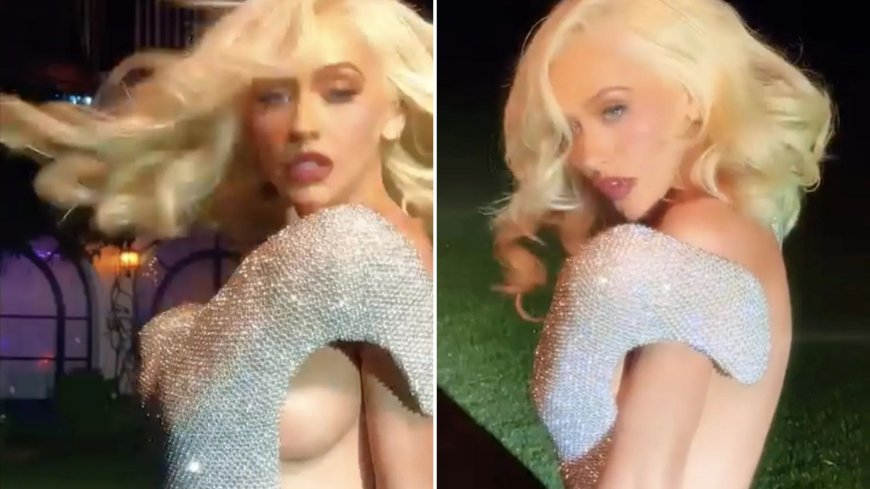 Christina Aguilera posts sizzling video showing off side boob as she dances in silver dress --[Reported by Umva mag]