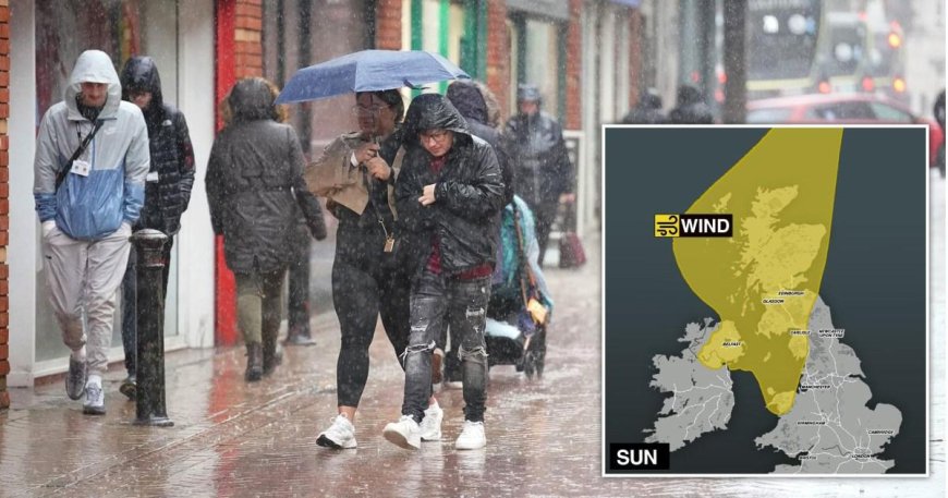 Map shows where parts of UK will be hit by 80mph ‘danger to life winds’ this weekend --[Reported by Umva mag]