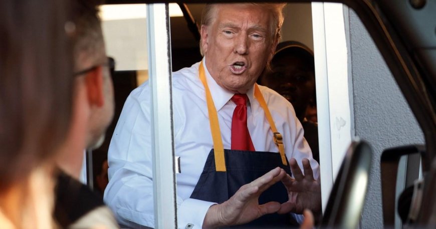 Donald Trump works at McDonald’s drive-through to troll Kamala Harris --[Reported by Umva mag]